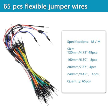 560 Pieces Jumper Wire Kit 14 Lengths Assorted Preformed Breadboard Jumper Wire+65 pcs Solderless Flexible Breadboard Jumper Wires +Alligator Clip Test Leads with Free Box&Tweezers - size: 560pcs+65pcs+2pcs Alligator