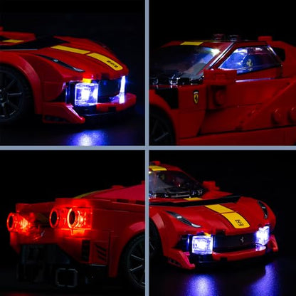 BrickBling LED Lighting Compatible with Lego Speed Champions Ferrari 812 Competizione 76914; New 2023 Light kit Compatible with Lego Ferrari; Light up Your Race Car-No Model - style: 76914 Light