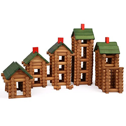 Wondertoys 530 Pcs Wooden Logs Set Ages 3+, Classic Building Log Toys for Kids, Creative Construction Engineering Educational Gifts - style: 530 PCS