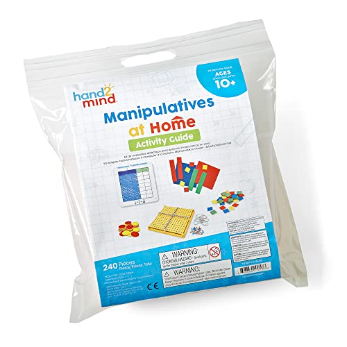 hand2mind Take Home Math Manipulatives Kit for Kids Grade 6-8, with Algebra Tiles, Build-A-Grid, Two Color Counters, Color Tiles and Coordinate Pegboared (Single Kit)
