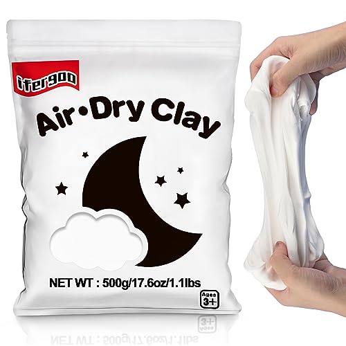 ifergoo 500g White Air Dry Clay, 1.1LBS DIY Creative Modeling Clay for Kids - color: White/500g
