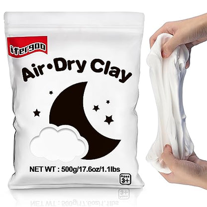 ifergoo 500g White Air Dry Clay, 1.1LBS DIY Creative Modeling Clay for Kids - color: White/500g