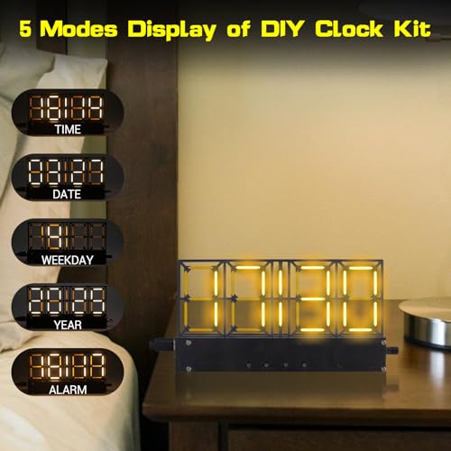 Soldering Practice Kit, 4-Bit Digital Clock Kit with Lighting Adjustment, Soldering Projects Alarm Clock DIY Electronic Kits for Adult Teens Learning Creative Present