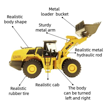 Bulldozer Toys for Boys Heavy-Duty Metal Loader Vehicle Sand/Beach Toy with Functional Arm and Bucket,Realistic Perfect for Sandbox Indoor/Outdoor Play Die Cast Construction Model - style: Bulldozer model