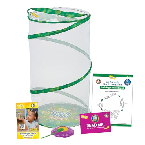 Insect Lore Butterfly Garden | Pavilion 24" with Voucher | 2ft Tall Habitat & STEM Journal | Redeem Voucher for 5 Live Baby Caterpillars | Painted Lady Butterfly Growing Kit
