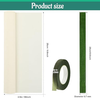 Gersoniel 57 Pcs Crepe Paper DIY Kit for Flower Making, Dark Green and Gold - color: Dark Green and Gold