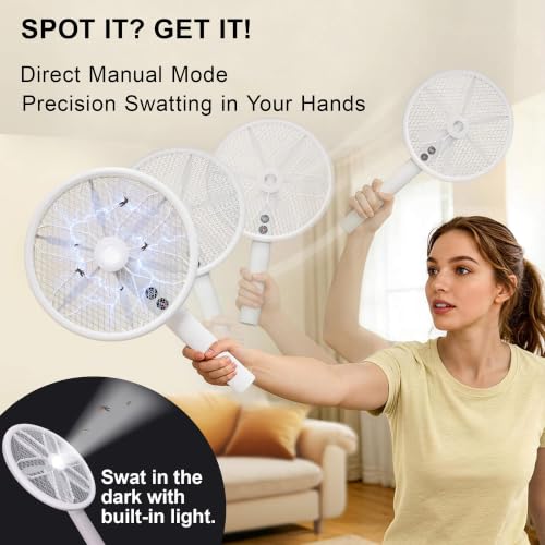 Rotating Head Electric Fly Swatter with 16–40" Telescopic Handle, 4000V
