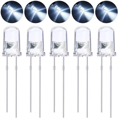 EBOOT 100 Pcs Clear LED Light Emitting Diodes Bulb LED Lamp, 5 mm (White) - color: White