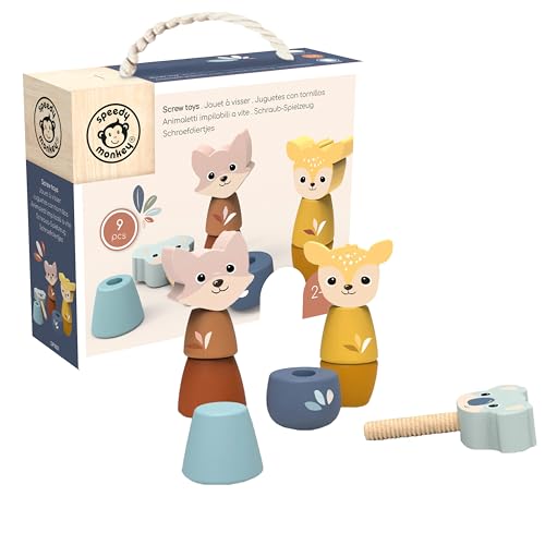 SPEEDY MONKEY Wooden Screw Toys | Animal Nuts & Bolts Set Montessori Toy - color: Screw Toys