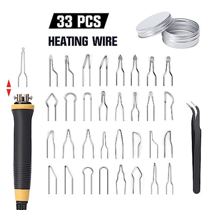 XIIW Wood Burning Kit 100W with 2 Pyrography Pens & 33 PCS Wire Tips - color: 35 PCS Wood Burning Tools