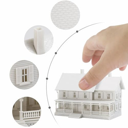 N Scale Model Blank Buidlings Kit Unassembled House for Model Train Layout Diorama JZN5889JJ (Two-Story with Porch-1PC) - style: Two-story with Porch-1PC