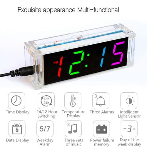 EIELE Soldering Practice Kit Color Changing Clock Electronic Learning Kit for Soldering Enthusiasts