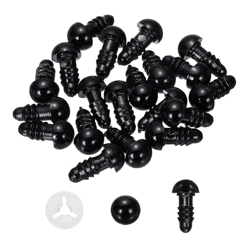 PATIKIL 8mm Safety Eyes, 20 Pcs Plastic Craft Eyes with Protective Film with Washers for Stuffed Animals Crochet Toys Dolls DIY Craft Making, Black - size: 8mm