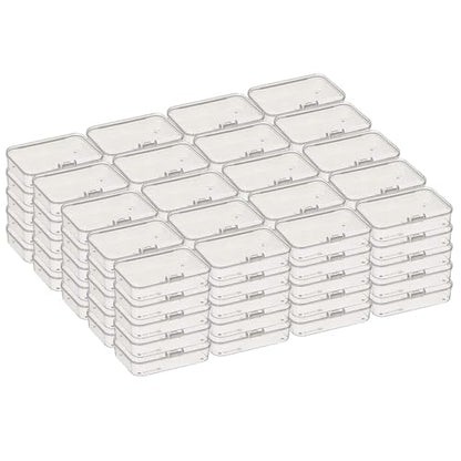 100 Pack Rectangular Mini Clear Plastic Storage Containers - size: 3.35 x 2.17 x 0.98 inch