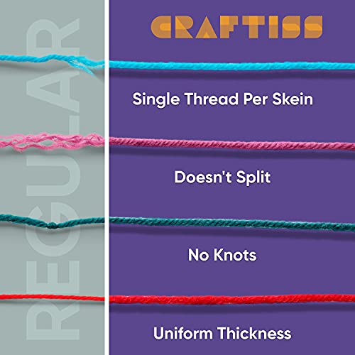 CRAFTISS 30 of 20g/0.7Oz Acrylic Yarn Mini Skeins - 1300 Yards of Soft Yarn for Crocheting and Knitting Craft Project, Assorted Starter Crochet Bulk Kit for Adults and Kids - Mothers Day Gift