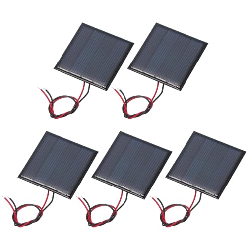 MECCANIXITY 5 Pcs 2V 0.22W 110mA Mini Solar Panels, Small Polycrystalline Solar Cell Panel with 2 Cable for DIY Electric Toy Materials Kits Charger, 44mm x 44mm - style: 2V 0.22W 110mA