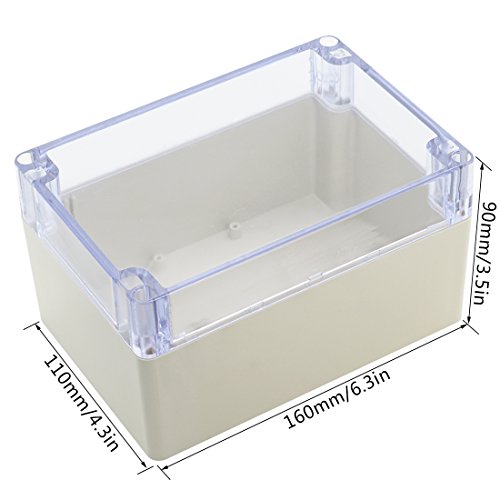 LeMotech ABS Plastic Junction Box Dustproof Waterproof IP65 Electrical Enclosure Box Universal Project Enclosure Grey with PC Transparent Clear Cover 6.3 x 4.3 x 3.5 inch(160 x110 x 90 mm) - size: 6.3"x4.3"x3.5"