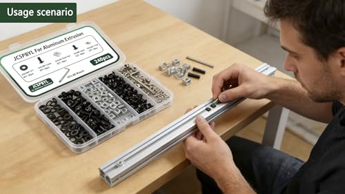 240pcs M5 T-Nuts Screws Kit for 2020 2040 8020 Series Aluminum Extrusion,40Pcs M5x8,40Pcs M5x12 Hexagon Socket Screws,40Pcs M5 T Sliding Nut,40Pcs M5 T Nut,80Pcs Washers - style: 240pcs 20 Series Screws Kit Black