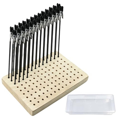 Antrader Alligator Clip Stick Set Modeling Tools with Rubber Tips,30Pcs Set - color: Black With Stand Base