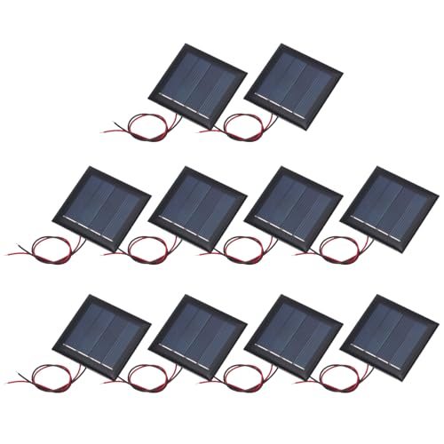 MECCANIXITY 10 Pcs 2V 0.26W 130mA Mini Solar Panels with 2 Cable - style: 2V 0.26W 130mA