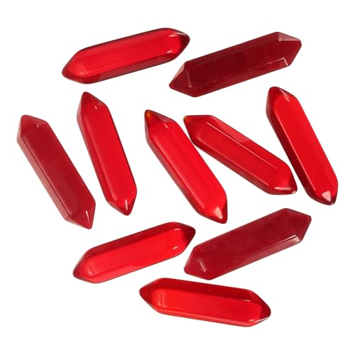 MECCANIXITY 10 Pack Red Quartz Crystals, Polished Crystals Bulk Hexagonal Shaped Meditation Gemstone for Jewelry Making Energy Balance Accessories Gifts - color: Red Quartz