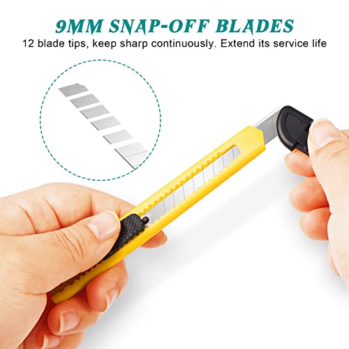 20-Pack Retractable Utility Cutter | Auto-Lock Design with 9mm Snap-off Blades | Carton & Cardboard Opener for Office/Home | Disposable Exacto Razor Tool - color: 20 Pack - Red, Yellow, Blue, Green