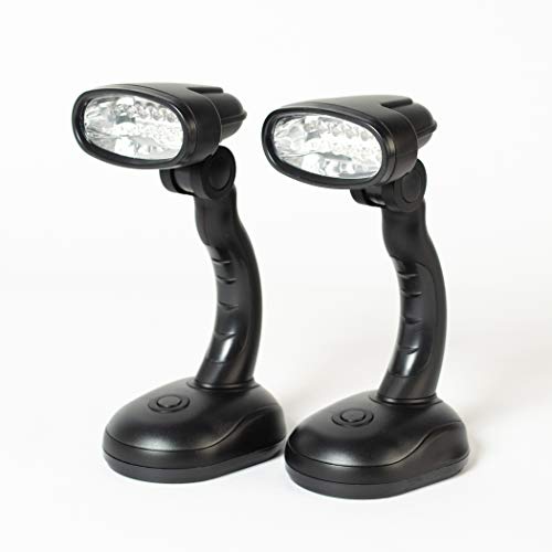 Set of 2 LED Black Desk Reading Lamp and Portable Study Lamp with 12 Led Bulbs and Bright Study Lamp for Work Station Illumination & Emergency Situations and Battery Operated Reading Lights - color: Black