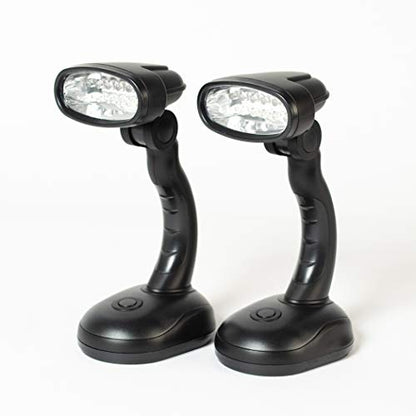 Set of 2 LED Black Desk Reading Lamp and Portable Study Lamp with 12 Led Bulbs and Bright Study Lamp for Work Station Illumination & Emergency Situations and Battery Operated Reading Lights - color: Black
