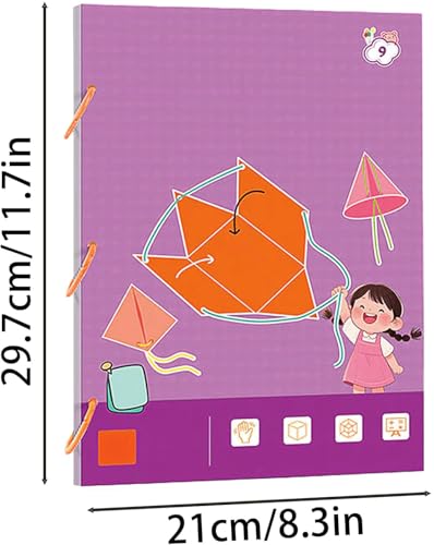 Pull String 3D Geometry Learning Book - Fun Volume & Surface Area Formula Teaching Tool with Braided Rope Design (9-Model Version) - style: Chinese version