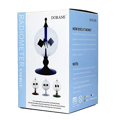 Clear Solar Power Crookes Radiometer Sun Light Energy Glass Windmill Spinning Vanes