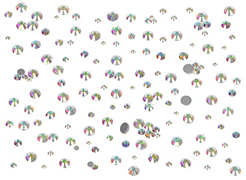 Bymitel 7200 Pieces 6 Mixed Sizes Glue Fix on Glass Rhinestones Round Crystal Gems Flatback for DIY Jewelry Making with one Picking Pen (6-Sizes 7200PCS, Crystal AB) - color: Crystal AB, size: 6-SIZES 7200PCS