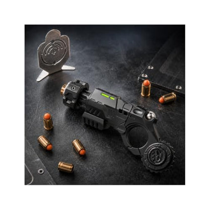 Metal EDC Gun Fidget Toy for Adults, 6 Shells, 20 Soft Dart Heads,Black - color: Black-01