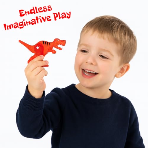 Magnetic Tiles 32 Piece Set, Dinosaur Toys for Kids 3-5, STEM Building Blocks with Trees and Figures, Educational Construction Set for Boys and Girls