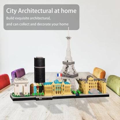 Paris Skyline Micro Building Blocks Set, Eiffel Tower & Louvre Model