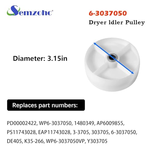 Dryer Repair Kit - 312959 Drum Belt, 303373K 12001541 Dryer Drum Roller Kit Fit for may-tag Dryer LDG8424AAE LDG9304AAM DE212 DE313 LDE8406ACE, LDE8406ACM, LDE8406ADE, LDE8410, LDE8410ACE