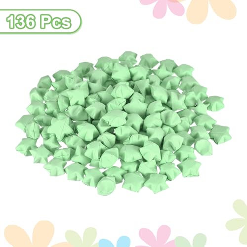 MECCANIXITY 136pcs Pre-made Origami Lucky Stars Paper Wishing Star Light Green for Best Wish Christmas Party Wedding Valentine's Day Girl Friends Gift - color: Light Green