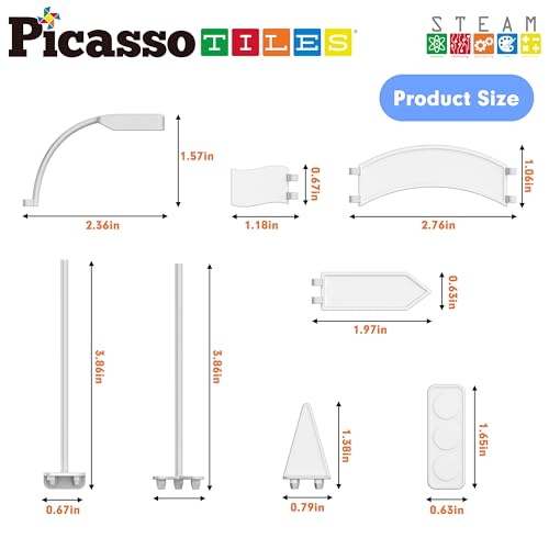 PicassoTiles Magnet Tile Compatible Building Race Track Kit Traffic Sign Accessory Stabilizers with Sticker Set STEM Educational Magnets Toddler Racecourse Structure Blocks Add On Ages 3+ PTR01 - color: 18 Pcs Traffic Sign