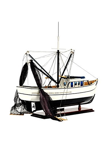 Old Modern Handicrafts Shrimp Wooden Boat Model - Fully Assembled - Crafted from Premium Wood - 25.0L x 13.5W x 22.0H Inches