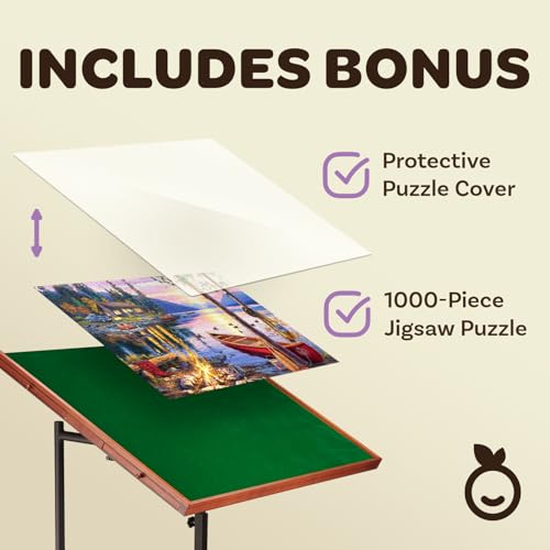 JoyBerri Jigsaw Puzzle Table with Drawers – Adjustable Height, All Ages - style: Green