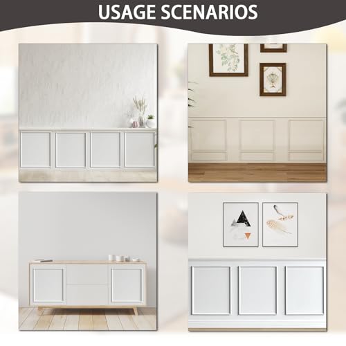 Lunghaa 3-Frame 16" x 20" Premade Accent Wall Molding Kit, Ready-to-Assemble Wainscoting Panels, Pre-Cut Chair Rail Moulding Trim Picture Frame for Home Décor - size: 3-Frame, 16"W x 20"H