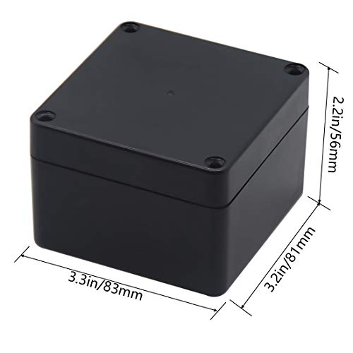 Junction Box, Zulkit Project Box IP65 Waterproof Outdoor Box ABS Plastic Electrical Boxes Electronic Enclosure Black 3.27 x 3.19 x 2.20 inch (83 x 81 x 56mm)(Pack of 1) - size: 3.27'' x 3.19'' x 2.20''(Pack of 1)