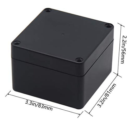 Junction Box, Zulkit Project Box IP65 Waterproof Outdoor Box ABS Plastic Electrical Boxes Electronic Enclosure Black 3.27 x 3.19 x 2.20 inch (83 x 81 x 56mm)(Pack of 1) - size: 3.27'' x 3.19'' x 2.20''(Pack of 1)