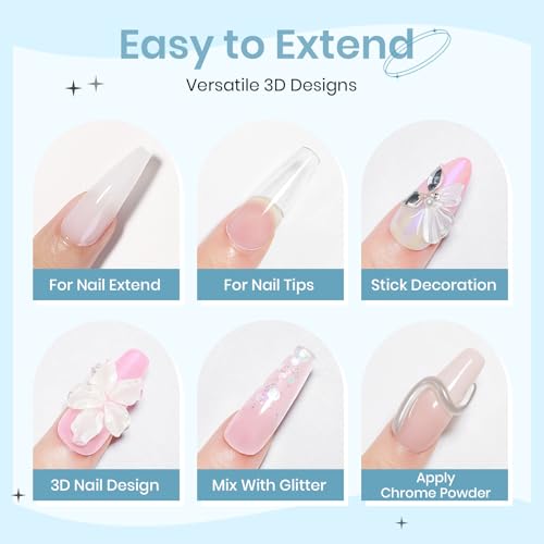 Sculpting Gel for 3D Nail Art Gel Non Stick Hand Solid Builder Gels - color: Clear&Pink&Nude