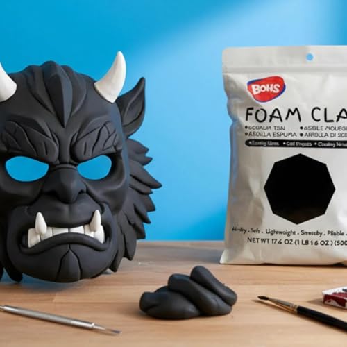BOHS Foam Clay, Black Air Dry Modeling Clay, 1.1 lb - color: Black, size: 500 g