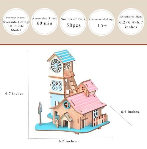 Log Cabin 3D Wooden House Puzzle,DIY Mini Building Model Kit，011 - color: 011