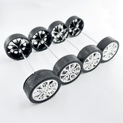 8PCS Toy Car Wheel RC Car Rubber Tire Wheel with Metal Shaft Axles for RC Car Truck Robot DIY Model Car Building Parts (2.5x45mm) - style: 2.5x45mm