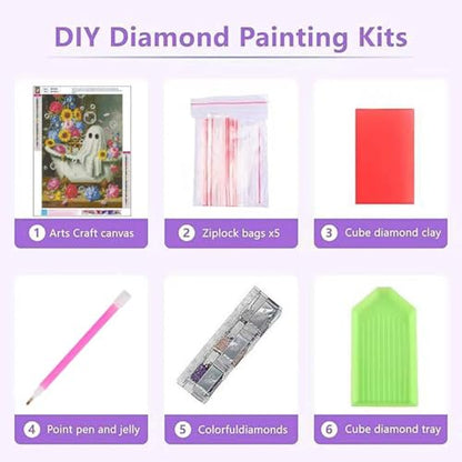 Halloween Diamond Art Kits for Adults,Ghost Bathing in Flower 12 x 16 Inch - color: Ghost, size: 11.8x15.7in(30x40cm)