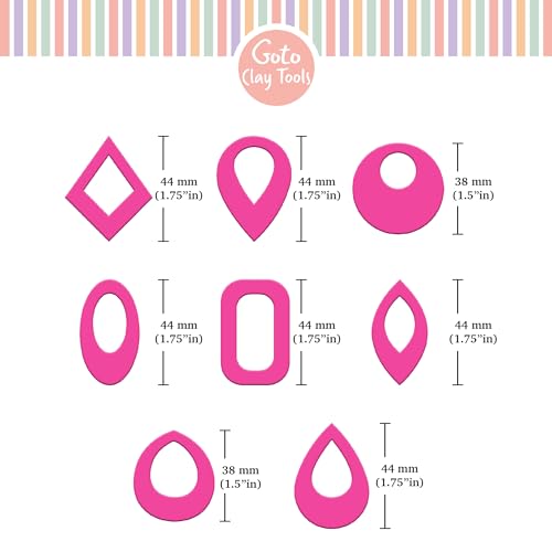GOTO CLAY TOOLS 8 Pcs Polymer Clay Cutters for Jewelry Making, 38mm Geometric Clay Earring Cutters Set, Hollow Teardrop, Diamond, Marquise, Round Hoop Clay Molds for DIY Craft Dangle Earrings- CTCMB-5