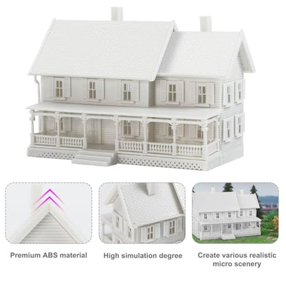N Scale Model Blank Buidlings Kit Unassembled House for Model Train Layout Diorama JZN5889JJ (Two-Story with Porch-1PC) - style: Two-story with Porch-1PC
