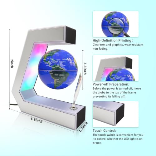Flagest Magnetic Levitation Floating Globe with Pen, Desk Decor, Tech Gift